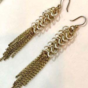 Lucky Brand mixed metal tassel earrings